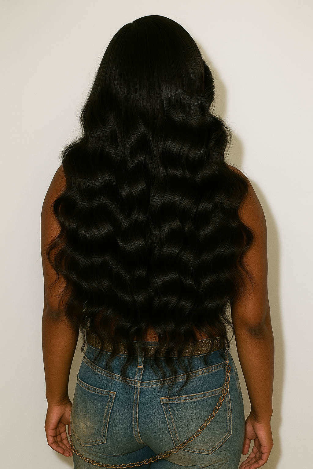 KYNKÉ Black Glueless Deep Ripple Wig 18–40”