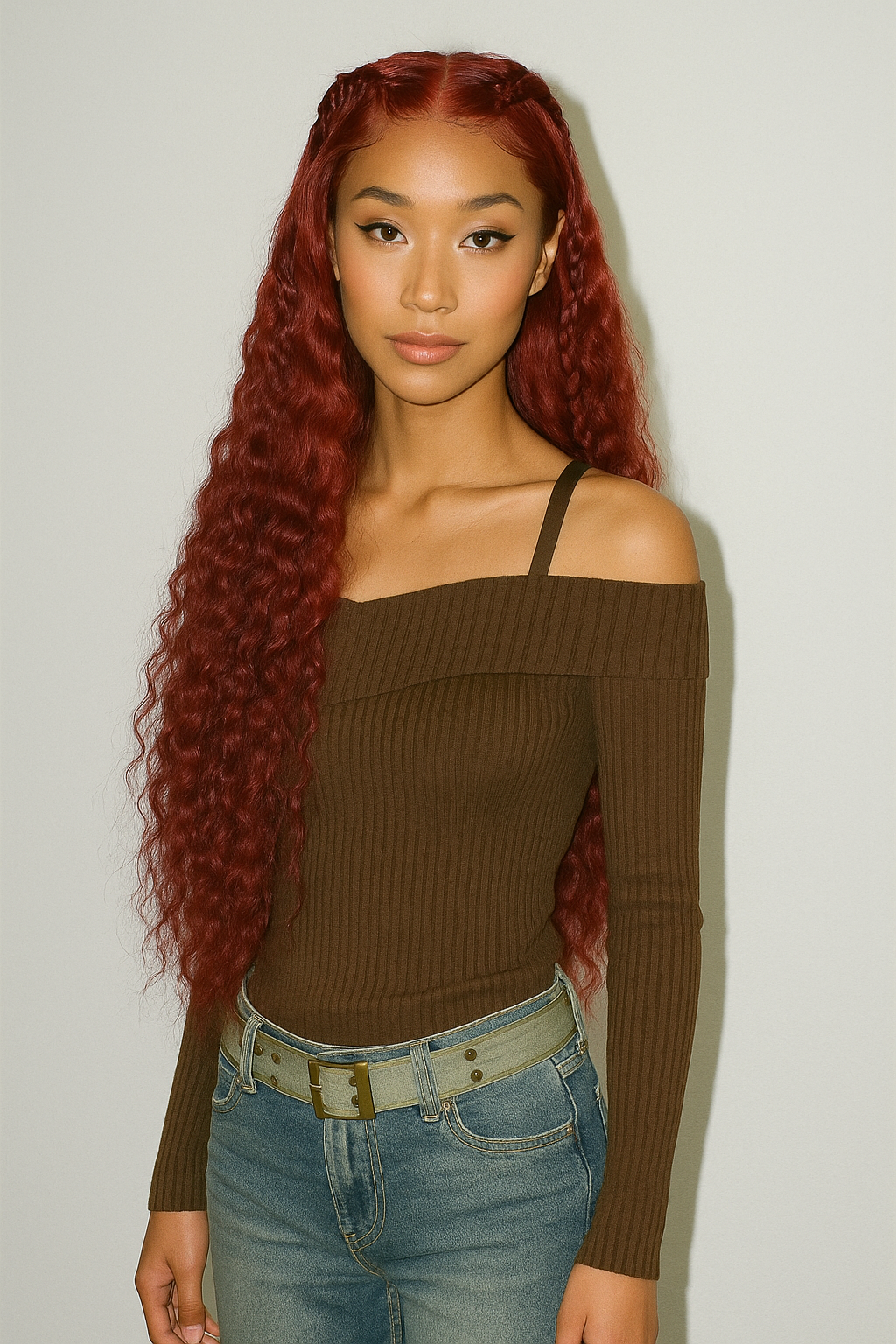 KYNKÉ Red Glueless Wave Wig 26–32”