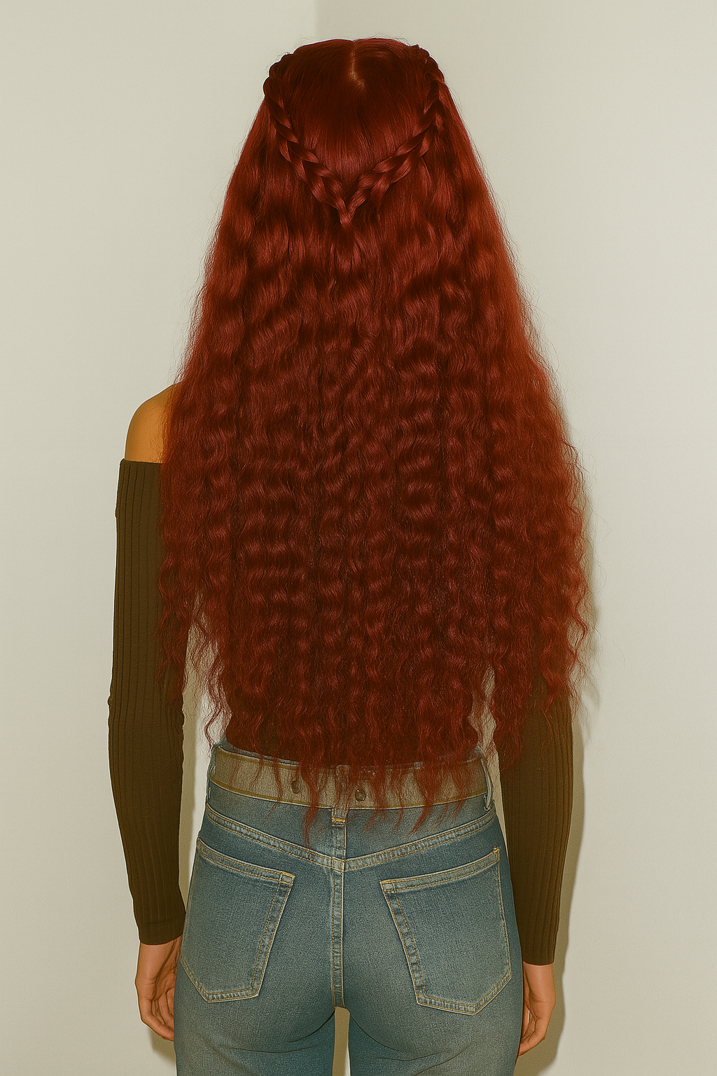 KYNKÉ Red Glueless Wave Wig 26–32”