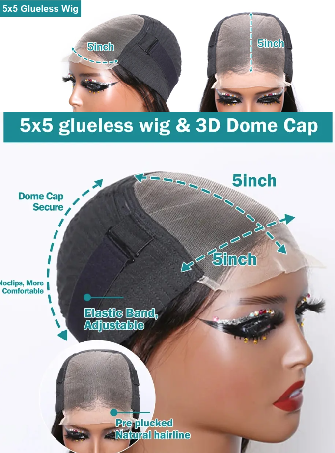 KYNKÉ Black Defined Bob Deep Wave Glueless Wig 8-16”