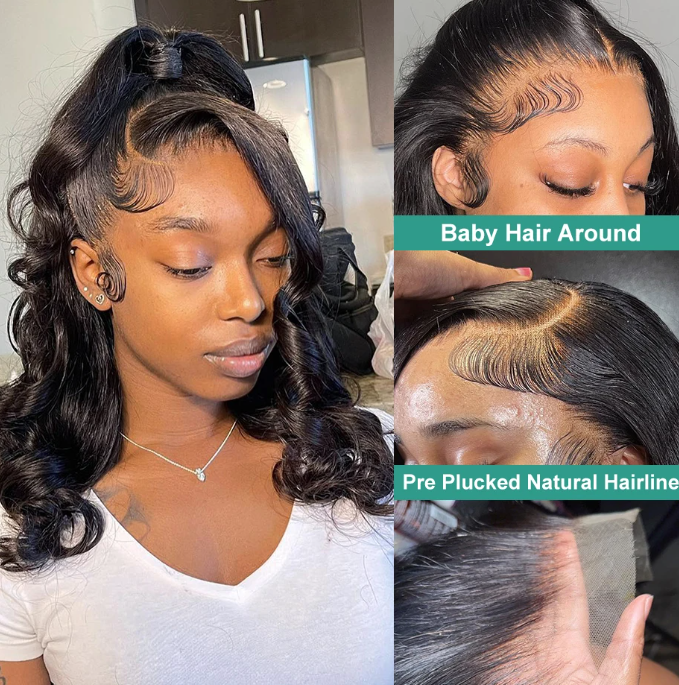 KYNKÉ Black Defined Bob Deep Wave Glueless Wig 8-16”