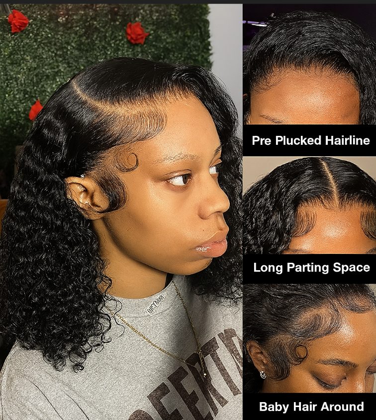 KYNKÉ Black Glueless Curl Bob Wig 8–16”