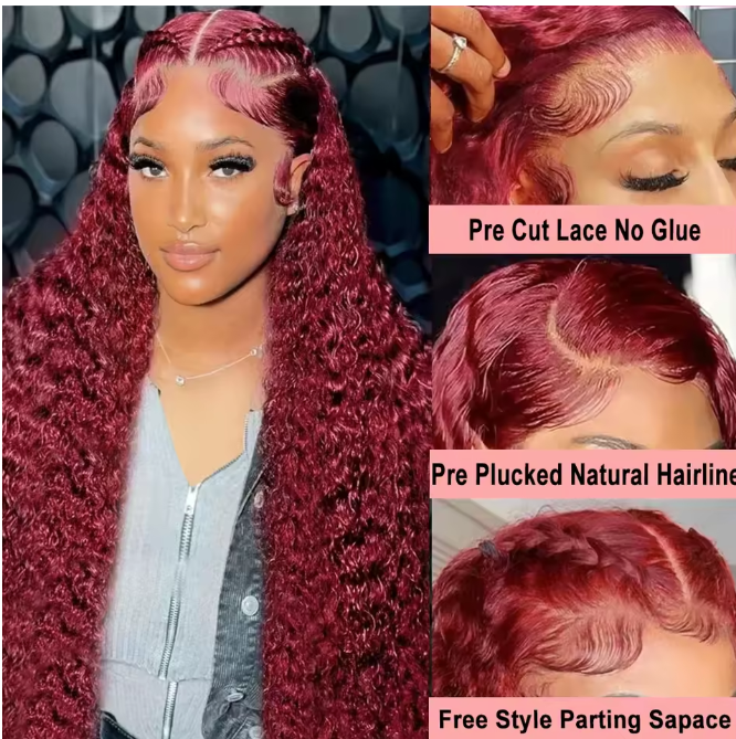 KYNKÉ Red Glueless Wave Wig 26–32”