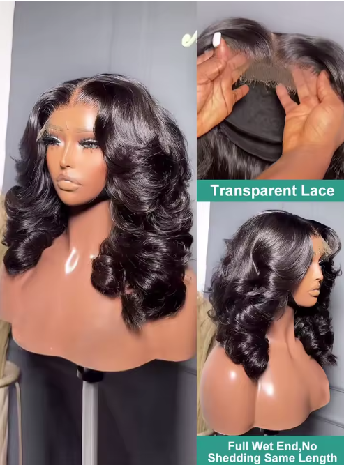 KYNKÉ Black Defined Bob Deep Wave Glueless Wig 8-16”