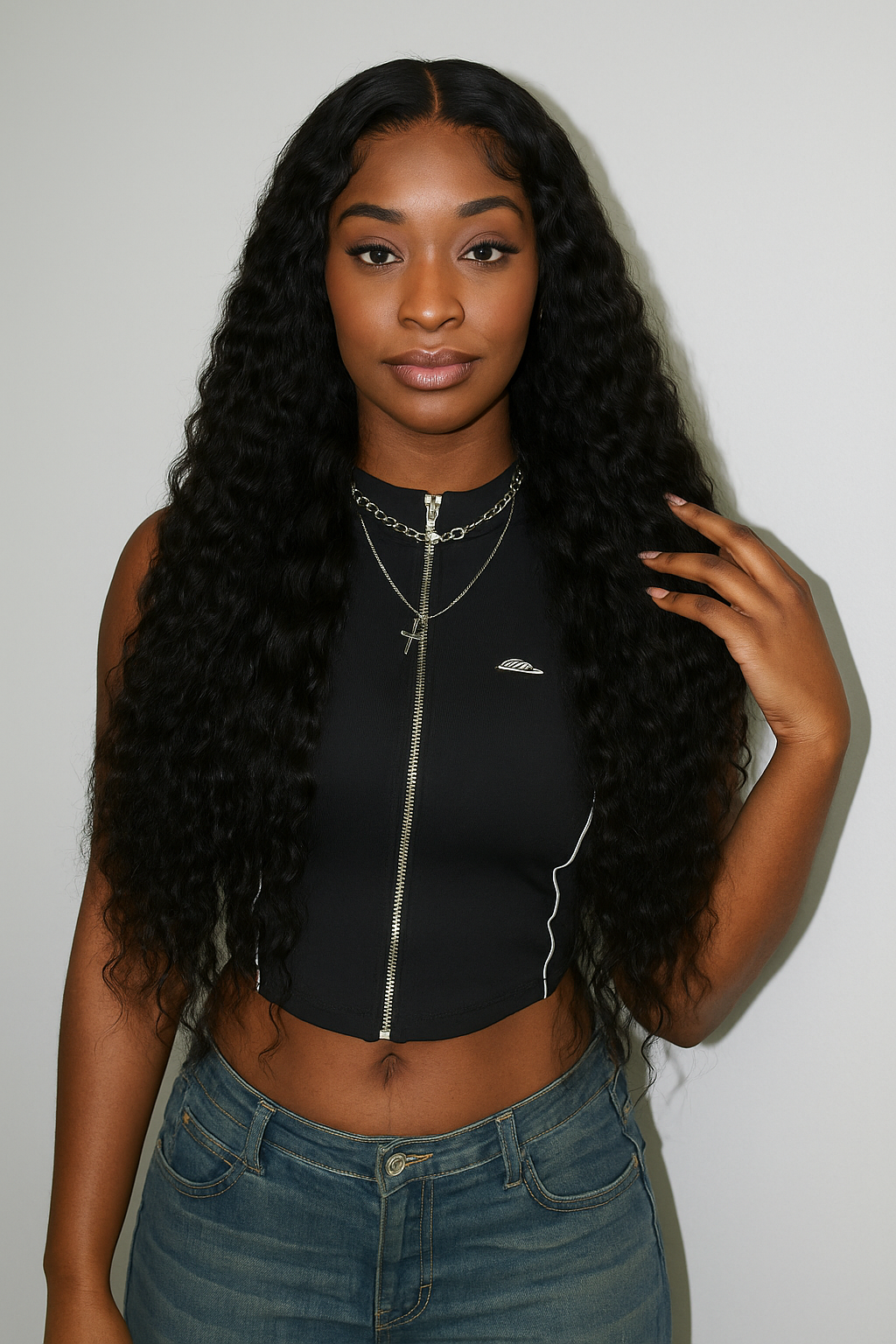 KYNKÉ Black Glueless Soft Crimp Wig 20–44”