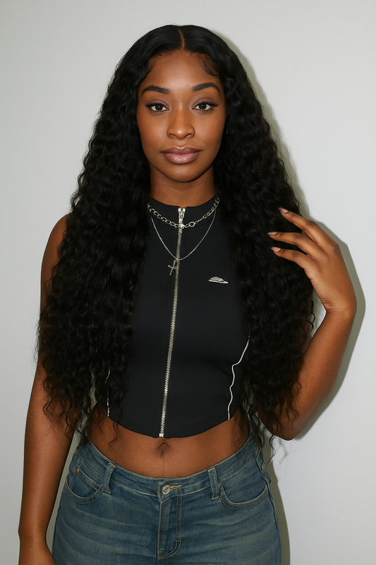 KYNKÉ Black Glueless Soft Crimp Wig 20–44”