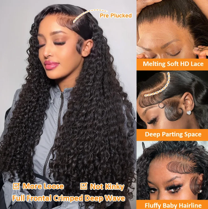 KYNKÉ Black Glueless Soft Crimp Wig 20–44”