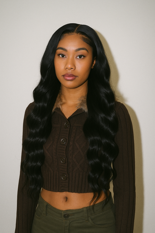 KYNKÉ Black Glueless Flow Wave Wig 18–40”