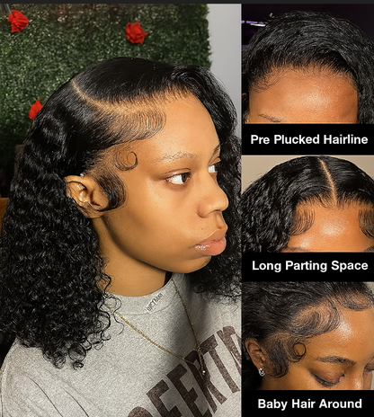 KYNKÉ Black Glueless Curl Bob Wig 8–16”
